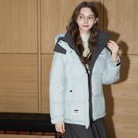 唐狮2026冬季羽绒外套女连帽撞色拼接短款羽绒服面包服保暖超好看