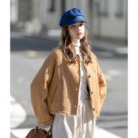 唐狮2026秋冬女翻领前胸小细节皮毛一体超短款外套时尚流行