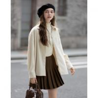 唐狮2026秋季长袖衬衫蝴蝶结元素松弛感女甜美小标设计长袖衬衫