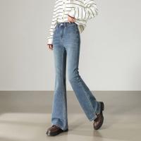 唐狮2025年秋季新款女牛仔裤修身显瘦减龄喇叭裤高腰复古长裤k1