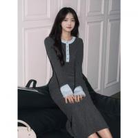 唐狮2026秋冬长袖连衣裙长款女法式名媛修身显曲线拼接女连衣裙