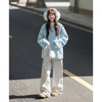 唐狮2026秋冬季仿羊羔毛外套女圆领小香风厚款外套白色温柔淑女风