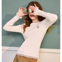 【史努比联名款】唐狮2025秋冬季打底衫女圆领蕾丝花边蝴蝶结打底