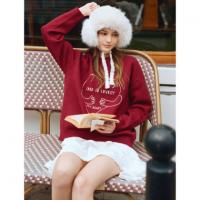 唐狮2026秋冬女圆领前胸大图案毛线衫女毛衣针织可爱设计感百搭