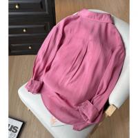 唐狮2025年秋冬款女衬衫翻领纽扣宽松韩系百搭休闲潮净色长袖透气