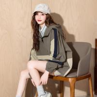 唐狮早春新款外套女连帽工装港风上衣chic撞色冲锋少年休闲k