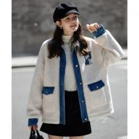 唐狮2026冬季女史努比牛仔拼接绗缝羔毛厚外套可爱百搭毛茸茸