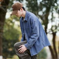 唐狮春秋季新款牛仔长袖衬衫男高级感日系休闲宽松百搭衬衣外套TJ