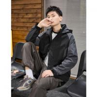 唐狮2026秋季男款连帽撞色拼接梭织外套休闲百搭户外运动外套时尚