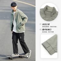 唐狮春秋季新款夹克外套男飞行夹克立领休闲宽松秋短款教练服潮流