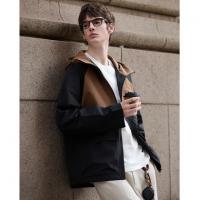 唐狮2025秋季外套男连帽夹克工装休闲潮拼接撞色外套上衣宽松韩版