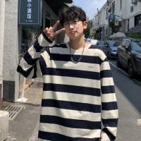 唐狮2026秋季新款条纹长袖T恤男圆领宽松黑白休闲上衣设计感潮流