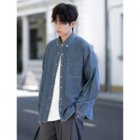 唐狮2026秋冬男士牛仔长袖衬衫钉扣领翻领外穿单口袋休闲时尚衬衫