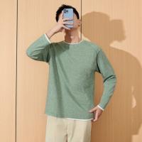 唐狮2026秋季男士圆领长袖T恤男款基础净色假两件休闲宽松慵懒风