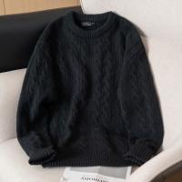 唐狮秋冬季新款麻花毛衣男士复古青少年慵懒风圆领针织毛衫潮