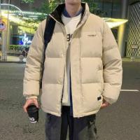 唐狮2026冬季男短款羽绒服净色小标撞色立领简约面包服加厚保暖