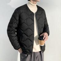 唐狮2026冬季短款轻薄羽绒服男小v领黑色设计感商务简约气质高级