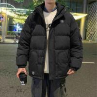 唐狮2026冬加厚短款羽绒服男连帽保暖黑色百搭时尚羽绒外套面包服