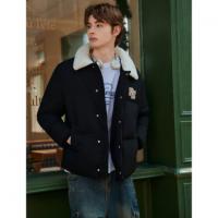 唐狮2026秋冬季情侣短款棉衣外套女拼接仿羔毛翻领美式保暖时尚