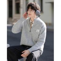 唐狮2026秋冬季男士毛衣外套立领绣花简约风开衫毛线衫潮流时尚