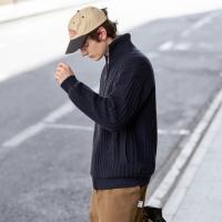 唐狮2026秋冬毛衣外套男绞花毛衣立领藏青色开衫毛线衫休闲慵懒风