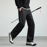 唐狮2026秋冬季休闲长裤男士加绒保暖直筒裤宽松百搭潮流黑色男裤