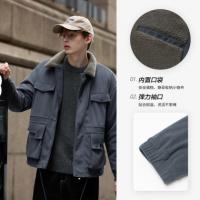 唐狮2026秋冬季加厚外套男仿羊羔毛领灯芯绒保暖休闲男士短款外套