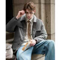 唐狮2026秋冬季加厚外套男仿羊羔毛领灯芯绒保暖休闲男士短款外套