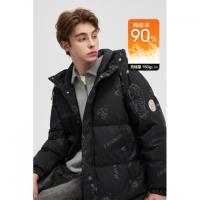 唐狮2026冬季男短款羽绒服连帽满印卡通风涂鸦超酷百搭时尚保暖