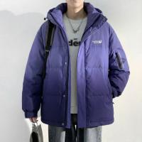 唐狮2026秋冬季男连帽渐变短款羽绒服潮流百搭设计感羽绒外套保暖