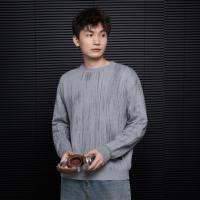 唐狮2026秋冬季毛衣男圆领套头简约设计花色毛线衫潮流黑色上衣