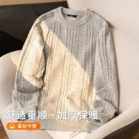 唐狮2026秋冬季毛衣男圆领绞花毛线衫彩点设计感慵懒风高级感