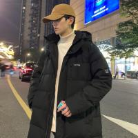 唐狮2026冬季男连帽中长款羽绒服保暖连帽百搭时尚灰色羽绒外套