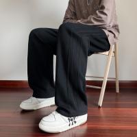 唐狮2025秋冬季针织加绒长裤简约宽松美式直筒休闲裤男生显瘦显高