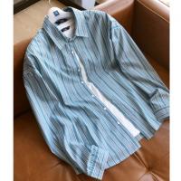 唐狮2026秋季新款男长袖衬衫条纹设计感开衫衬衣学生日系简约上衣