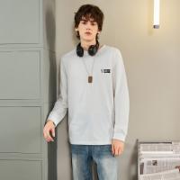 唐狮春秋新款黑色长袖T恤男百搭宽松显瘦上衣男打底衫港风内搭潮