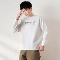 唐狮2025春季新款纯色长袖T恤男纯棉百搭宽松简约打底衫上衣服潮t