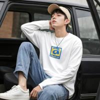 唐狮2026新款秋季男长袖t恤纯色宽松打底衫上衣趣味图案潮帅气