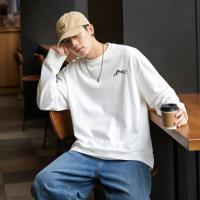 唐狮2025春秋男款长袖t恤潮牌前胸印花男士后背英文字母纯棉上衣