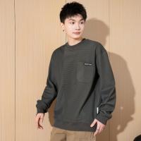 唐狮春季新款男卫衣圆领宽松灰色上衣商务休闲百搭青少年潮流