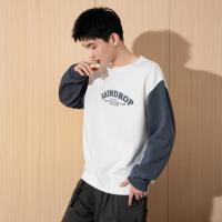 唐狮2026春秋季新款圆领卫衣男宽松撞色拼接插肩袖青少年上衣潮流