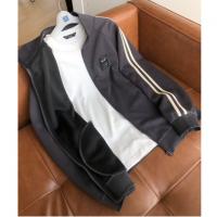 唐狮2025秋季新款男外套条纹拼接运动上衣立领简约宽松夹克百搭潮