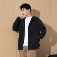 唐狮2025春秋新款连帽开衫卫衣男士美式日常休闲宽松净色外套上衣