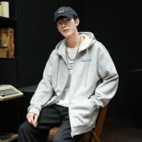 唐狮春季新款男士夹克外套休闲运动宽松纯色连帽短款上衣时尚