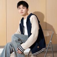 唐狮2025春新款男士毛衣针织开衫外套连帽拉链款港风休闲青少年潮