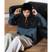 唐狮春新款半开胸外套男拼接连帽工装运动春秋男士夹克潮流