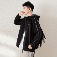 唐狮2026秋季新款男连帽外套黑色简约工装上衣冲锋少年夹克上衣潮