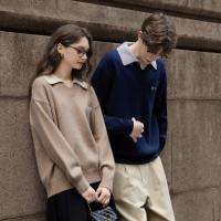 【史努比联名款】唐狮2026秋冬季情侣款假两件左胸绣花翻领毛线衫