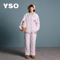 yso【酷猫系列】睡衣女冬季加厚粉色夹棉保暖可爱家居服外穿套装D