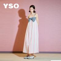 yso【礼物系列】睡衣女夏连体睡衣可爱蝴蝶结睡裙公主风外穿度假B